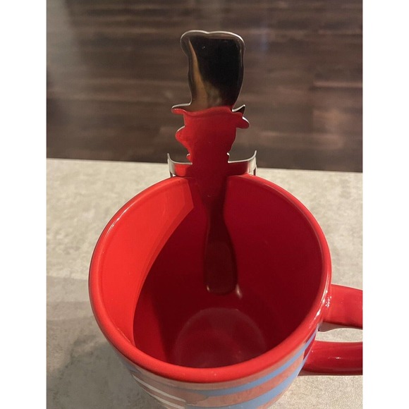 Dr. Seuss Cat In The Hat Mug 12oz Red/Blue Stripes &Metal Cat In The Hat Stirrer - Picture 3 of 13